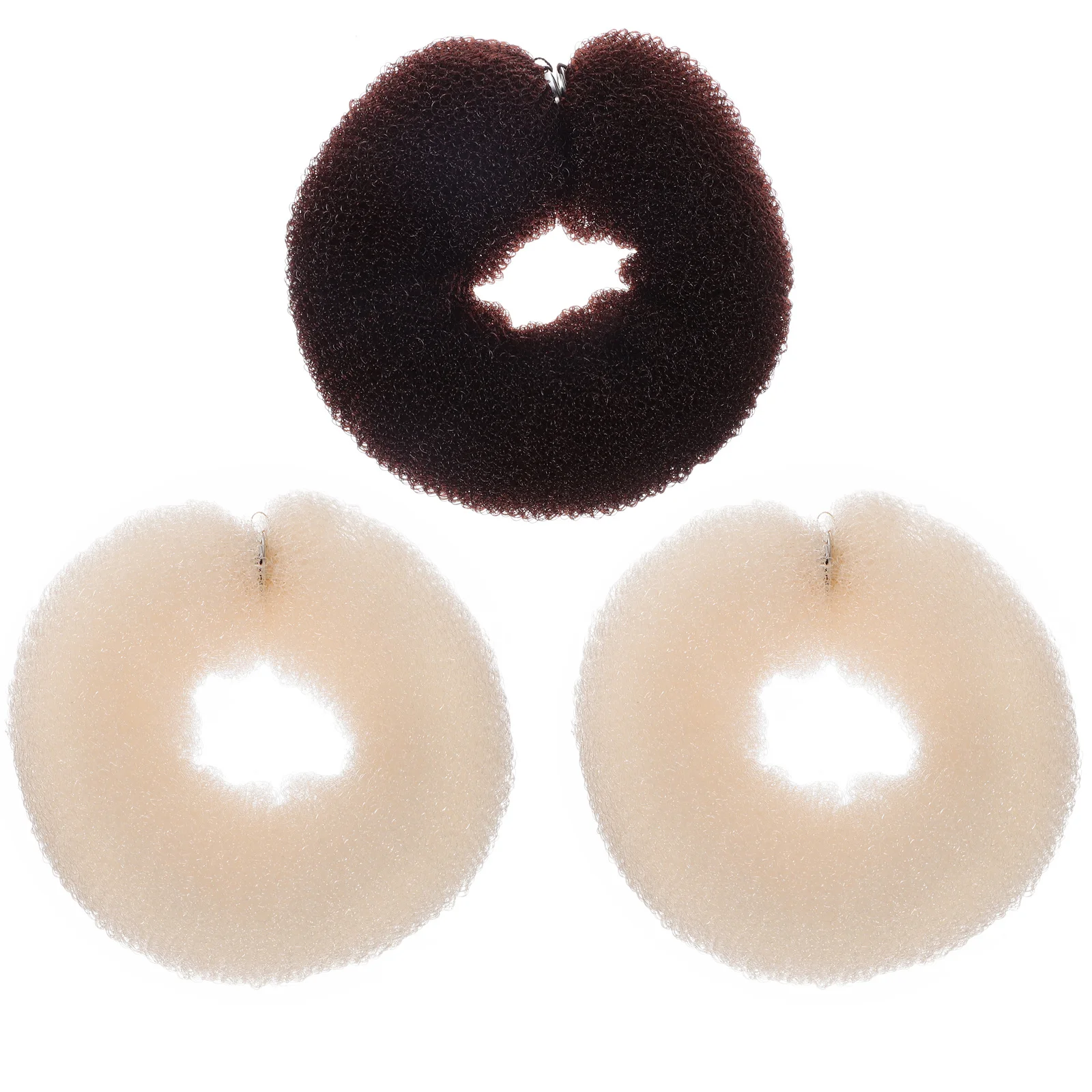 

3Pcs Nylon Hair Curler Hair Bun Maker Copper Buckle Soft Long Strip DIY Styling Ponytail Holder Curl Roller