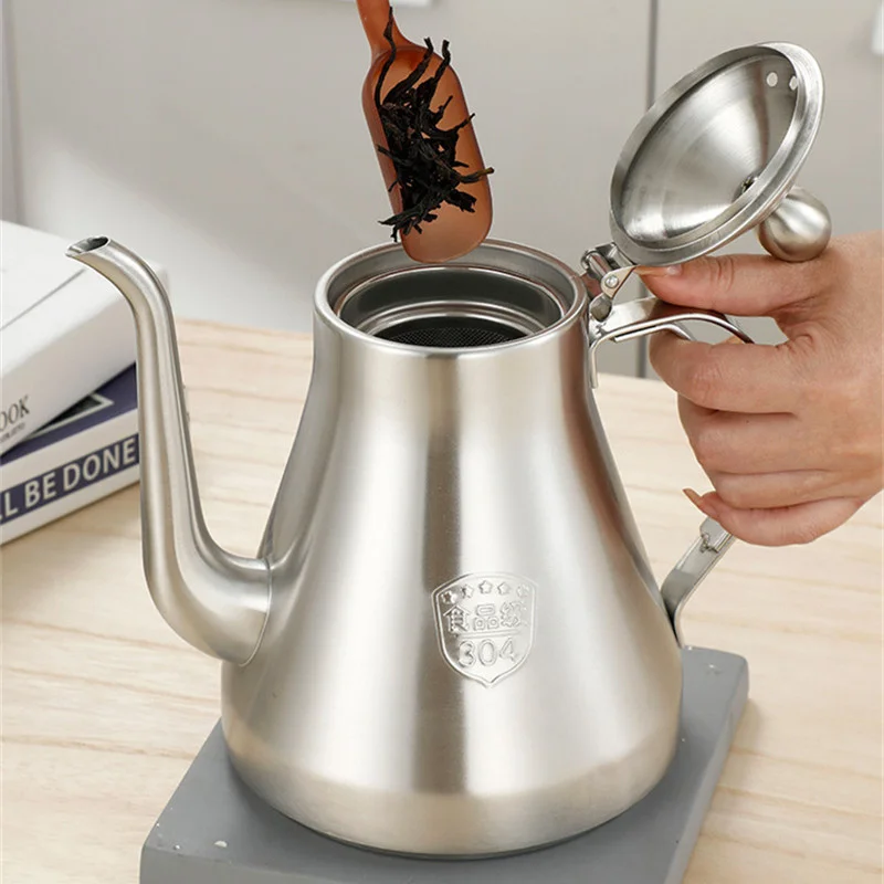 Чайник 1,5 л, чайник из нержавеющей стали 304, со съемным заварочным устройством для рассыпного цветочного чая, кофейный чайник для индукционной плиты, безопасный