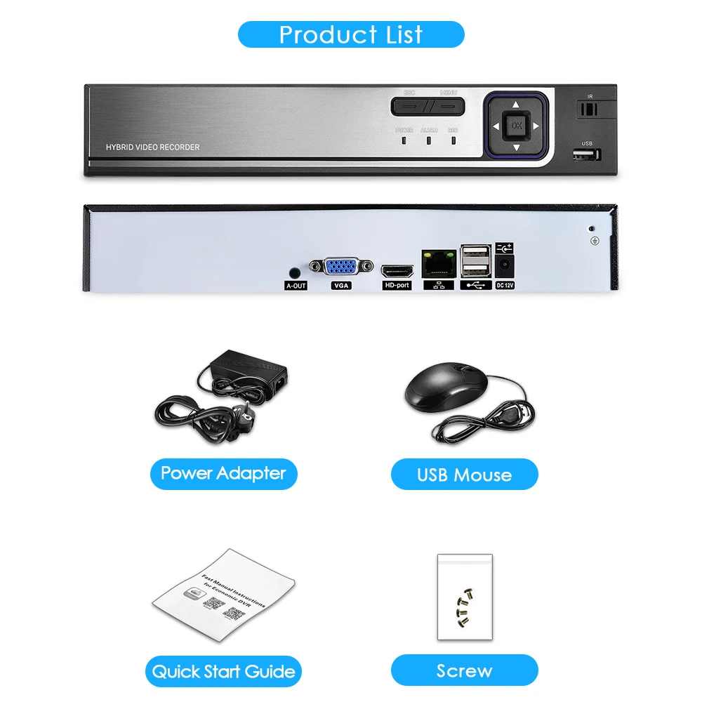 BESDER H.265AI 4K UHD Output CCTV NVR 9CH 16CH 32CH 5MP Video Surveillance Network Recorder Motion Detect P2P Face Detection DVR