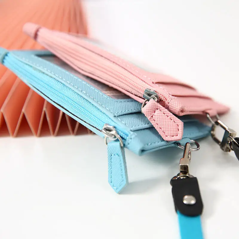 Card Holder with Lanyard PU Leather Card Cover for Women Men Bank Name Credit Card Holders Neck Strap Card Bus ID Holders