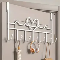 7Hook Heart-Shaped Door Hooks Punch-free Hanging Clothes Storage Rack Bedroom Kitchen Bathroom Organizer Storage Accessories