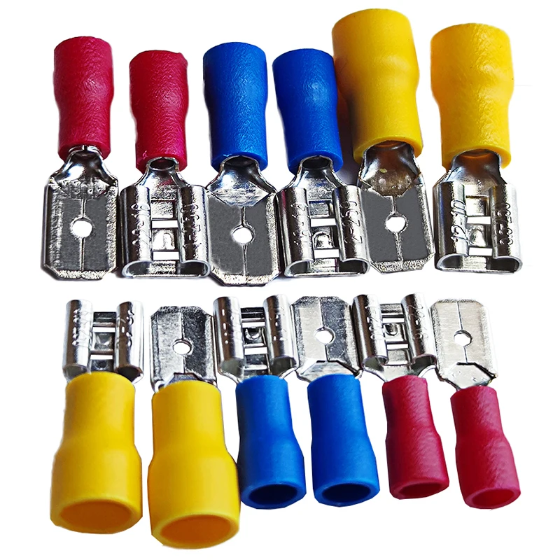 20Pcs FDD MDD Insulated Male And Female Disconnector Electrical Crimp Spade Terminal Connector Wiring Cable Plug Red Yellow Blue