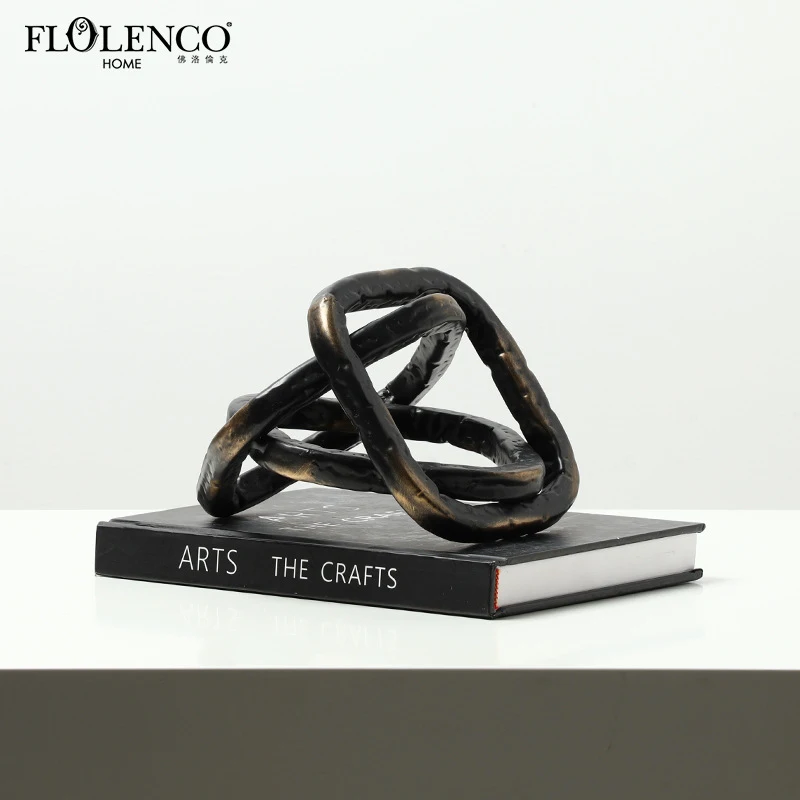 Vintage light luxury twisted metal knot ornament for model rooms, villas, living rooms, bookshelves, and home decor