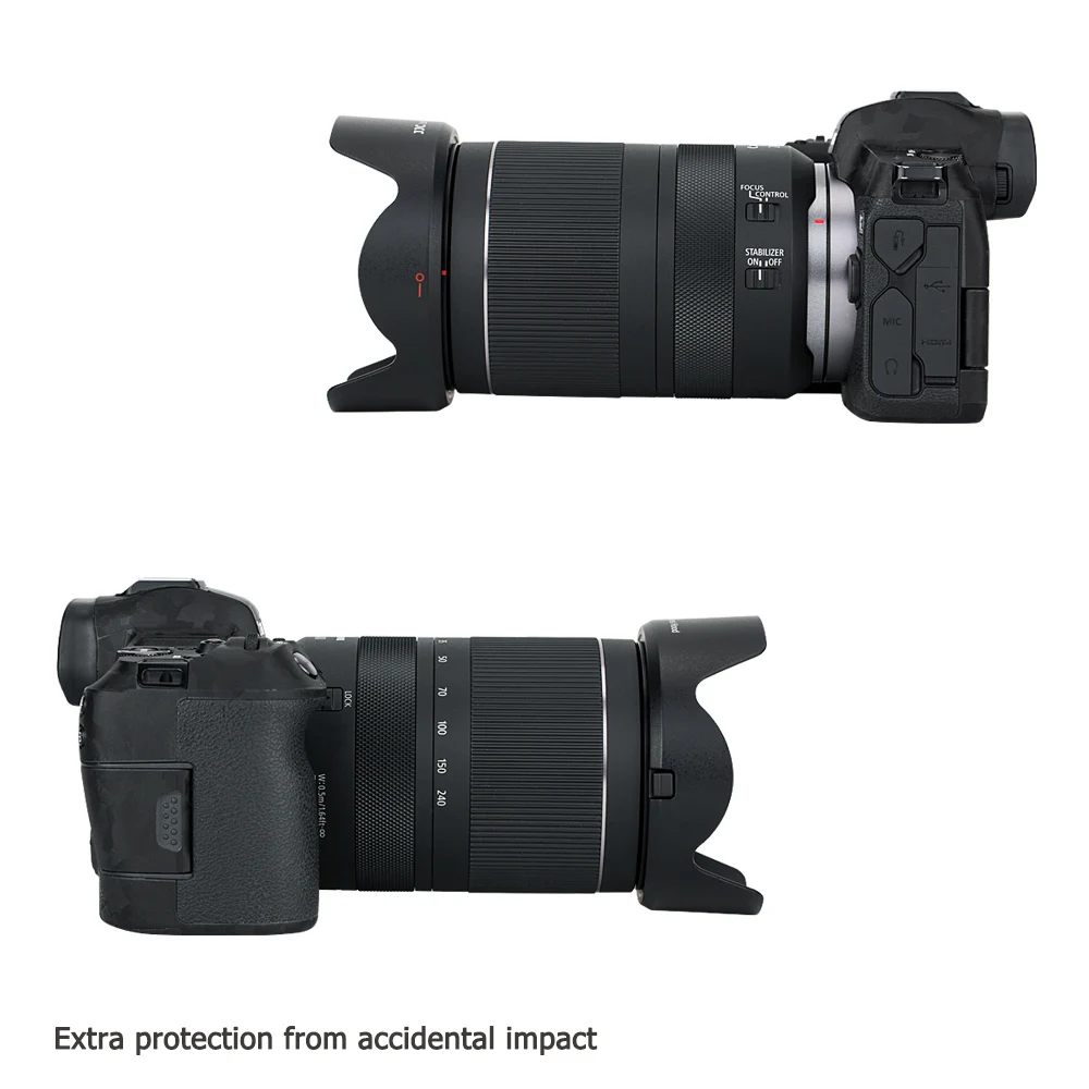 JJC عكسها عدسة هود عدسة الظل لكانون RF 24-240 مللي f4-6.3 هو USM عدسة على EOS R6 R5 RP R Ra C70 كاميرا استبدال EW-78F هود