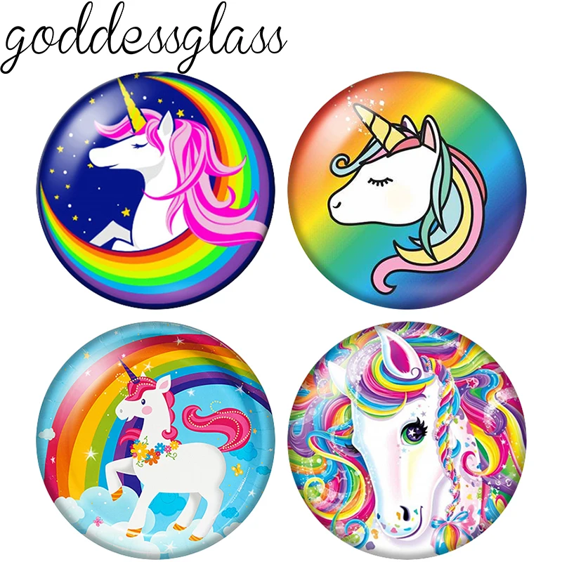 New Magical Horse Unicorn flying wings horse 10pcs 12mm/18mm/20mm/25mm Round photo glass cabochon demo flat back Making findings