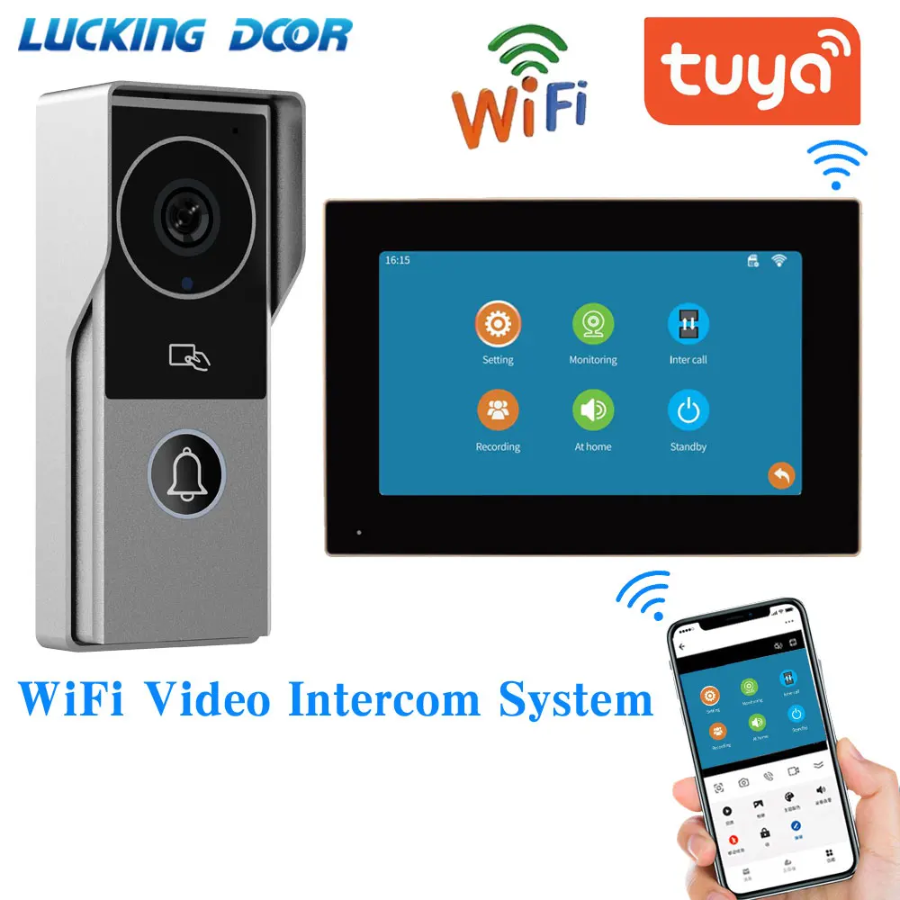 Wireless Wifi Video Doorbell System 1080P Visual Doorphone Door Bell Camera Tuya App Video Intercom Kit for Home Villa Apartment