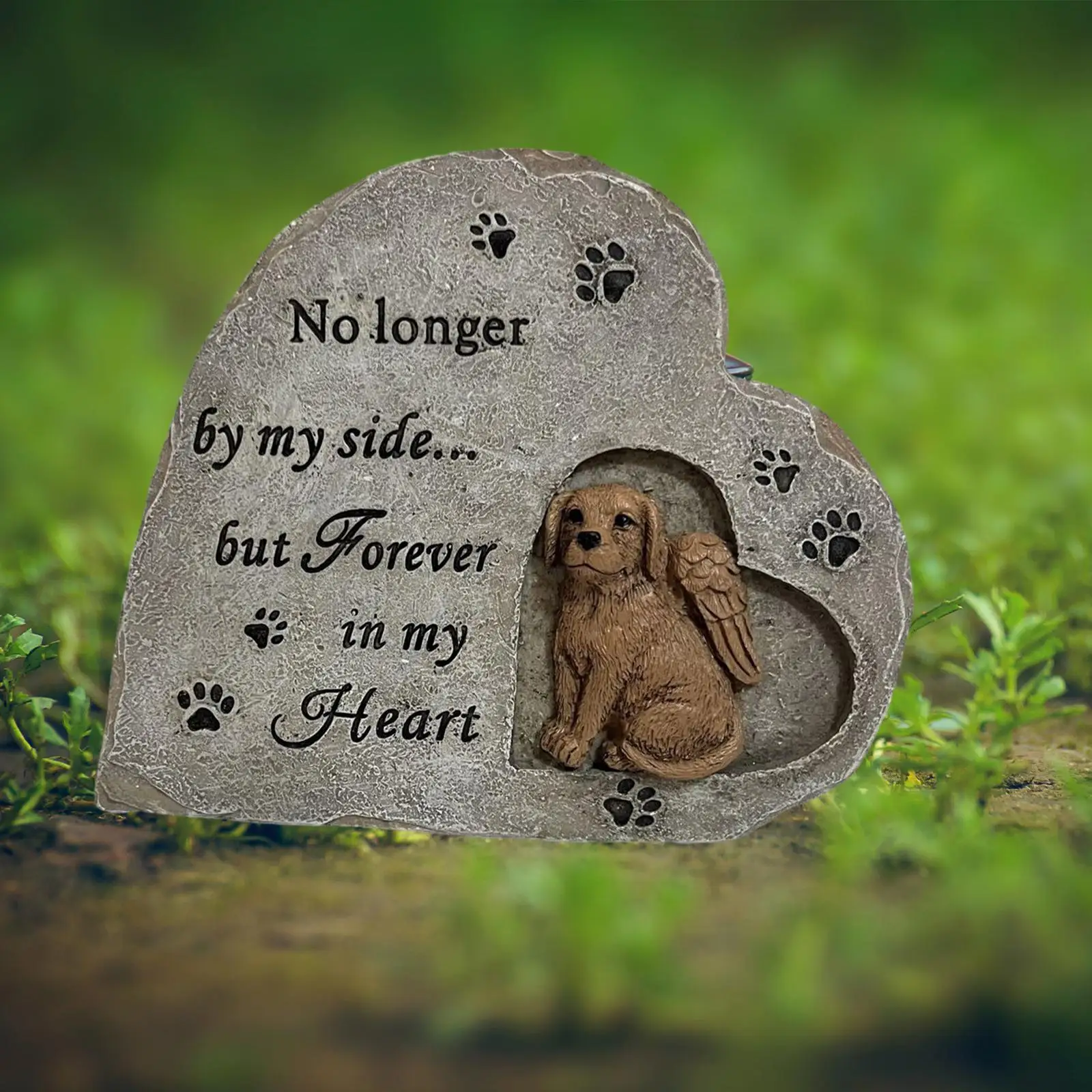 Pet Stone Heart Shaped Yard Outdoors Gravestone Puppy Tombstone