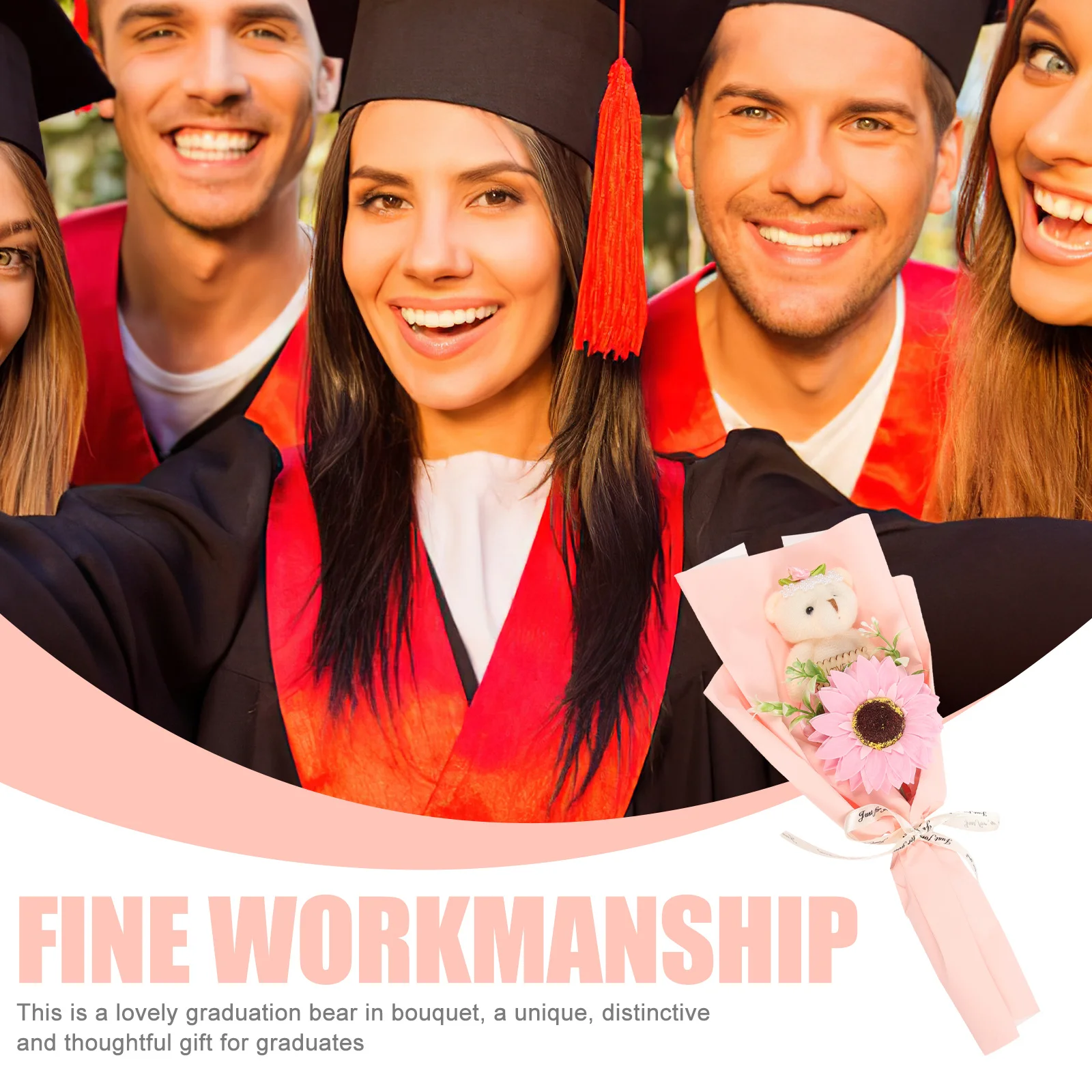 

2Pcs Graduation Bear Bouquet Funny Cartoon Ornament Perfect for Photos and Unforgettable Memories Bear Bouquet