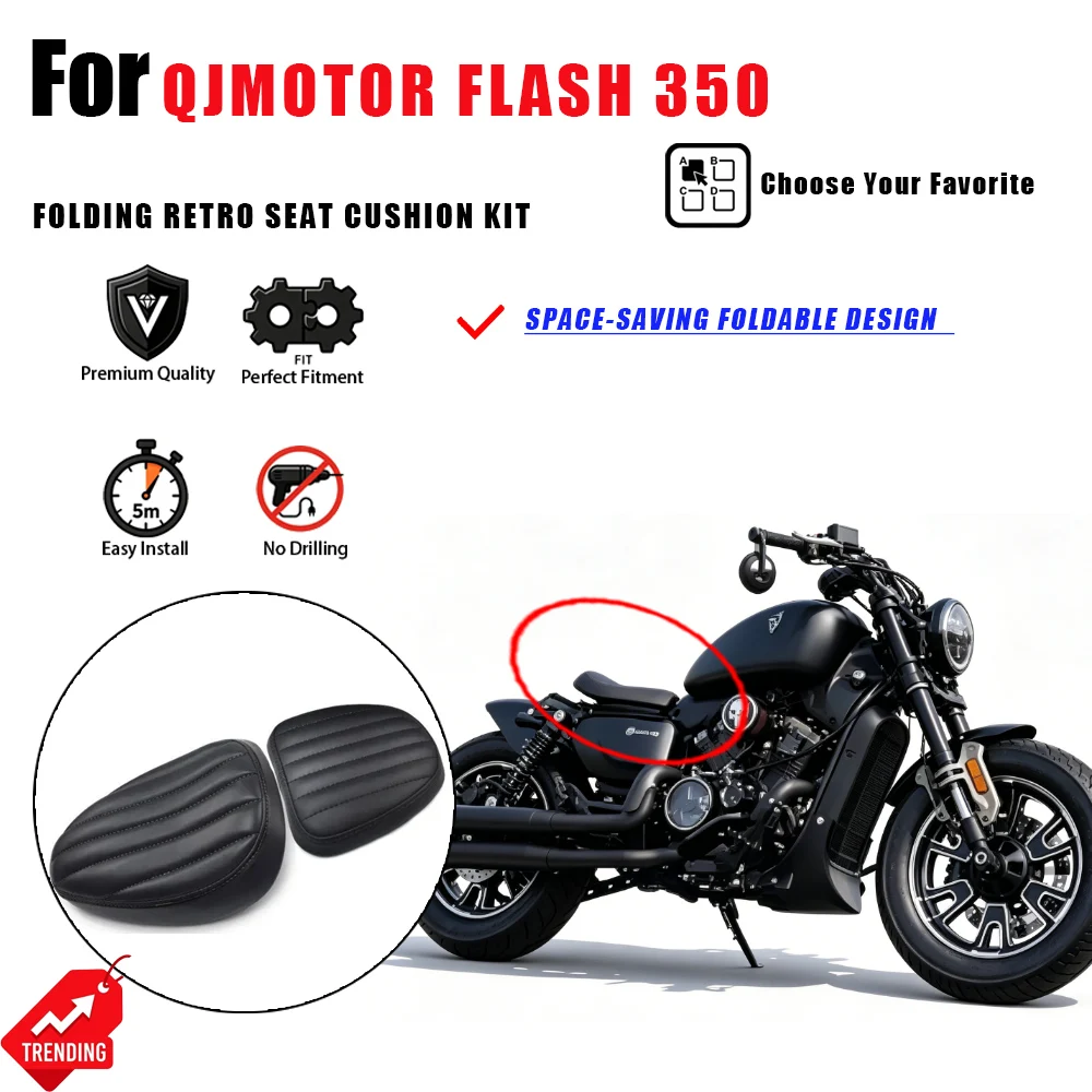 Para QJMOTOR Flash 350, Juego Completo de Accesorios Modificados, Cojín de Asiento Plegable, Kit de Actualización Retro, Accesorios para Moto, Respaldo, Sella