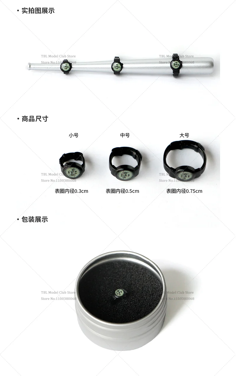 S/M/L حجم 1/12 مقياس الذكور ملحق صغير اللعب الزخرفية ساعة سوداء لا يمكن أن تعمل ل 6 بوصة عمل الشكل الجندي المشهد الدعائم