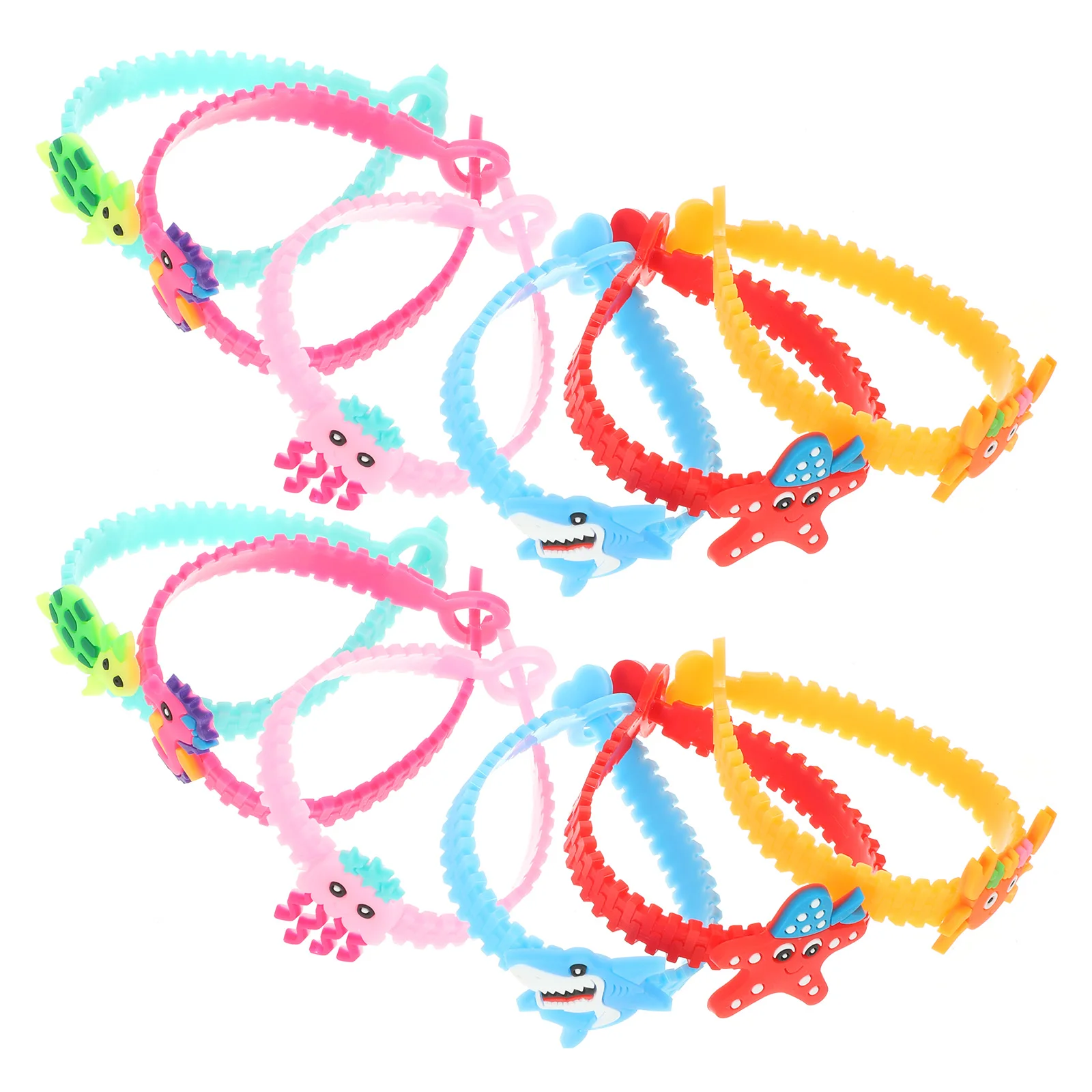 

12pcs Ocean Animal Bracelets PVC Adjustable Cartoon Wristbands Party Decorative Accessories Gift for Kids Women Men Travel Daily