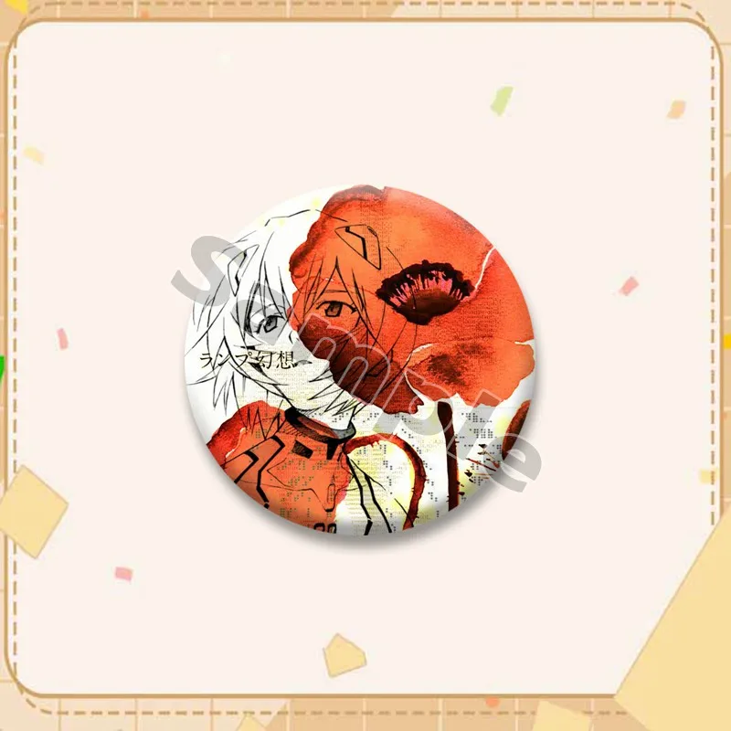 Anime Peripheral Shinji Kaworu Rei Asuka Button Pins Round Cartoon Brooch Cosplay Badge for Bag Decor Fans Collect Friends Gifts view 3