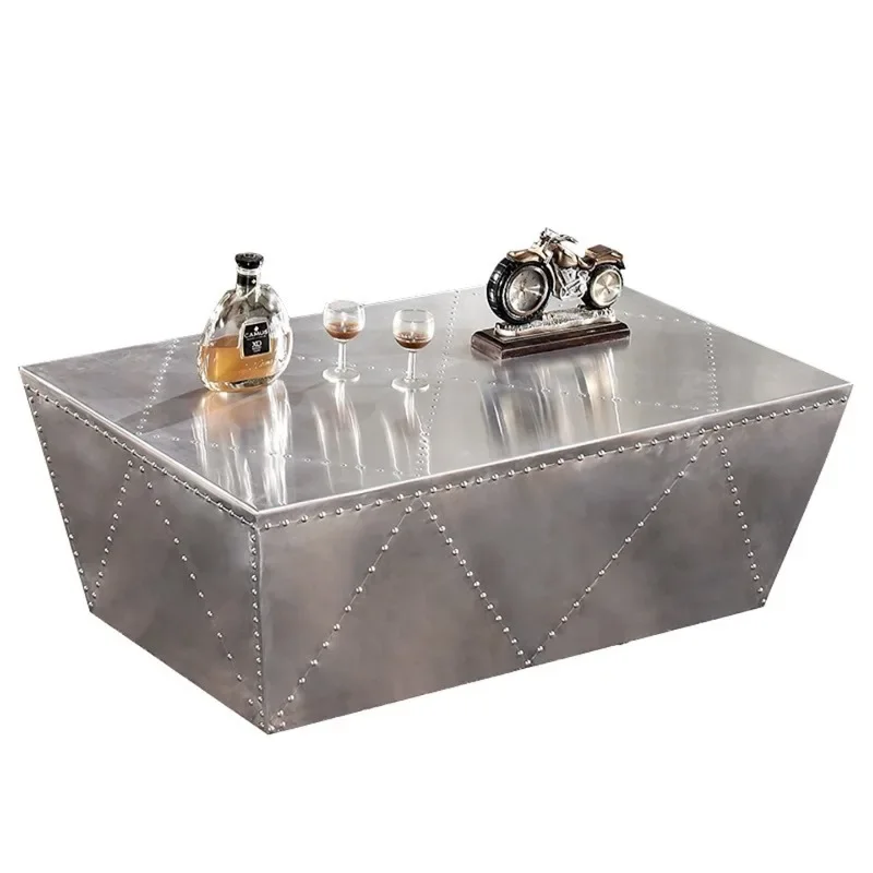 

Medieval style furniture Industrial style creative table Stainless steel coffee table Bar Club KTV coffee table Metal aluminum