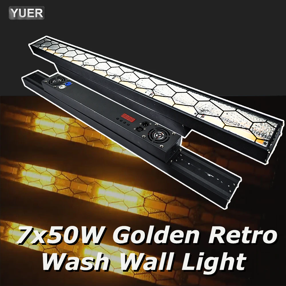 300W Golden Retro Matrix Light 7X50W  Wash Wall Light Stage Lights DMX512 For DJ Disco Party Club Stage Effects Lamp Dance Hall