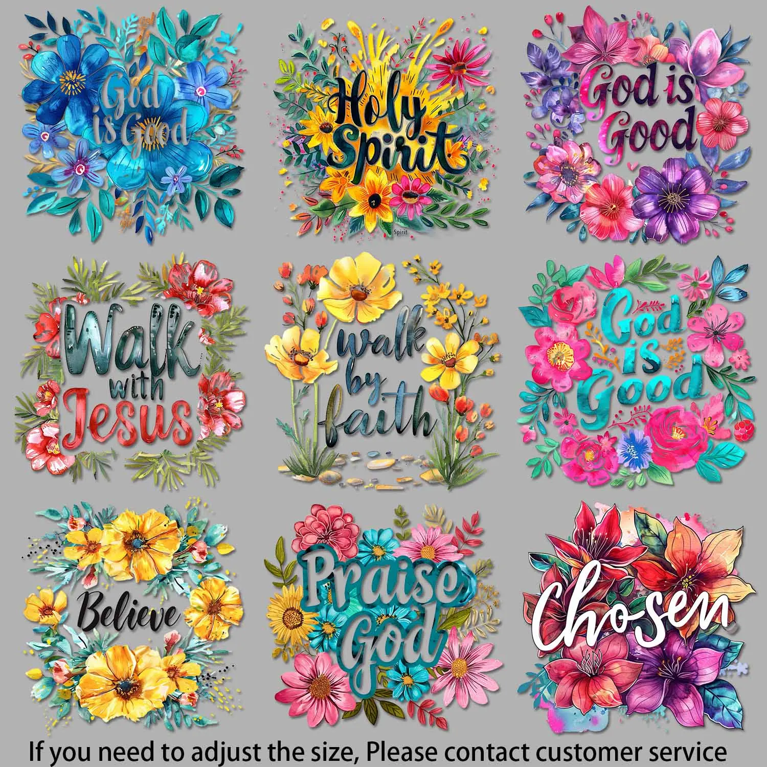 رقعة حديدية على مجموعات الزهور الملونة جيدة هو الله يسوع الملابس زين تصاميم نقل سهلة التطبيق هدية ذاتية الصنع #1