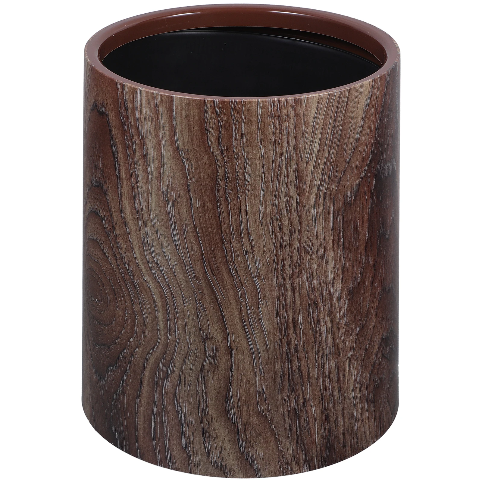 

Imitation Wood Grain Trash Can Kitchen Trasn Basket Bathroom Garbage with Cover Vintage Decor Living Bucket Farmhouse