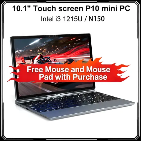 10.1" P10 mini Touch Screen PC Intel i3 1215U N150 8/16/32GB DDR4 128/256/512GB/1T SSD Active Stylus 2 in 1 Laptop Windows 11