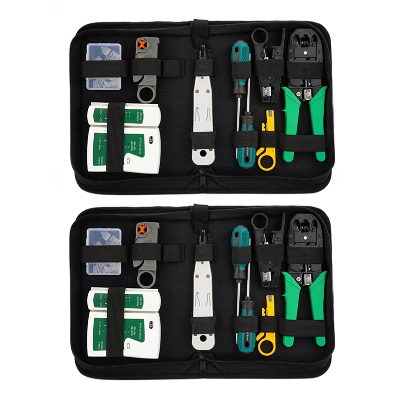 

2X Network Cable Repair Tool Kit Set Rj45 Rj11 Cat6 Cable Tester Test Crimper Crimping Maintenance Stripper Tool Kit