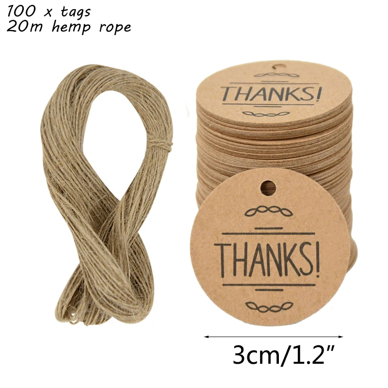 100Pcs Thanks You Product Decorative Labels for Small Business DIY Gift Box Gift Bag Tags Thanksgiving Day Kraft Paper Material