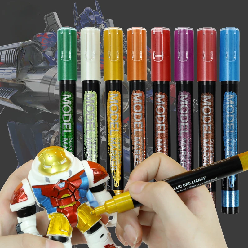 Super Gold 8-Color Model Mark Pen Set Waterproof and Non Fading Model Coloring Complementary Graffiti Art Supplies