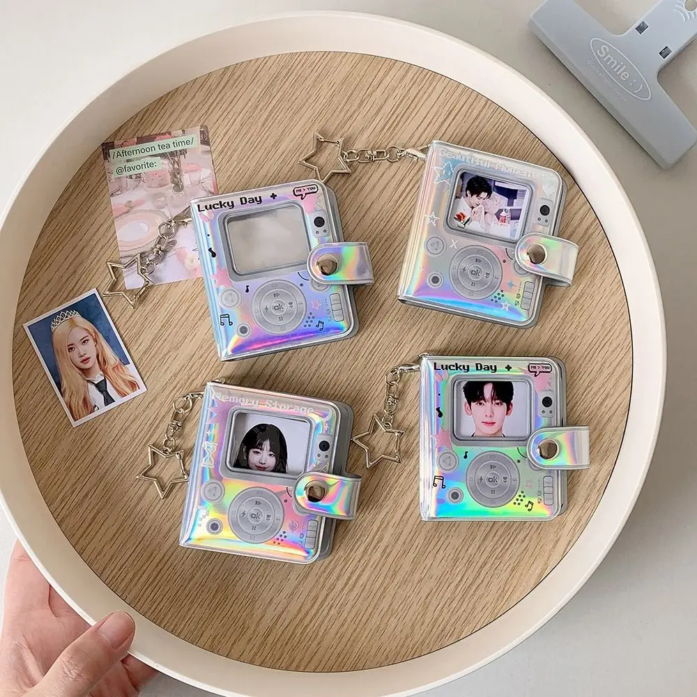 New Hollow Color Mini Photo Album with Keychain PVC Photo Card Holder Small Card Storage Book
