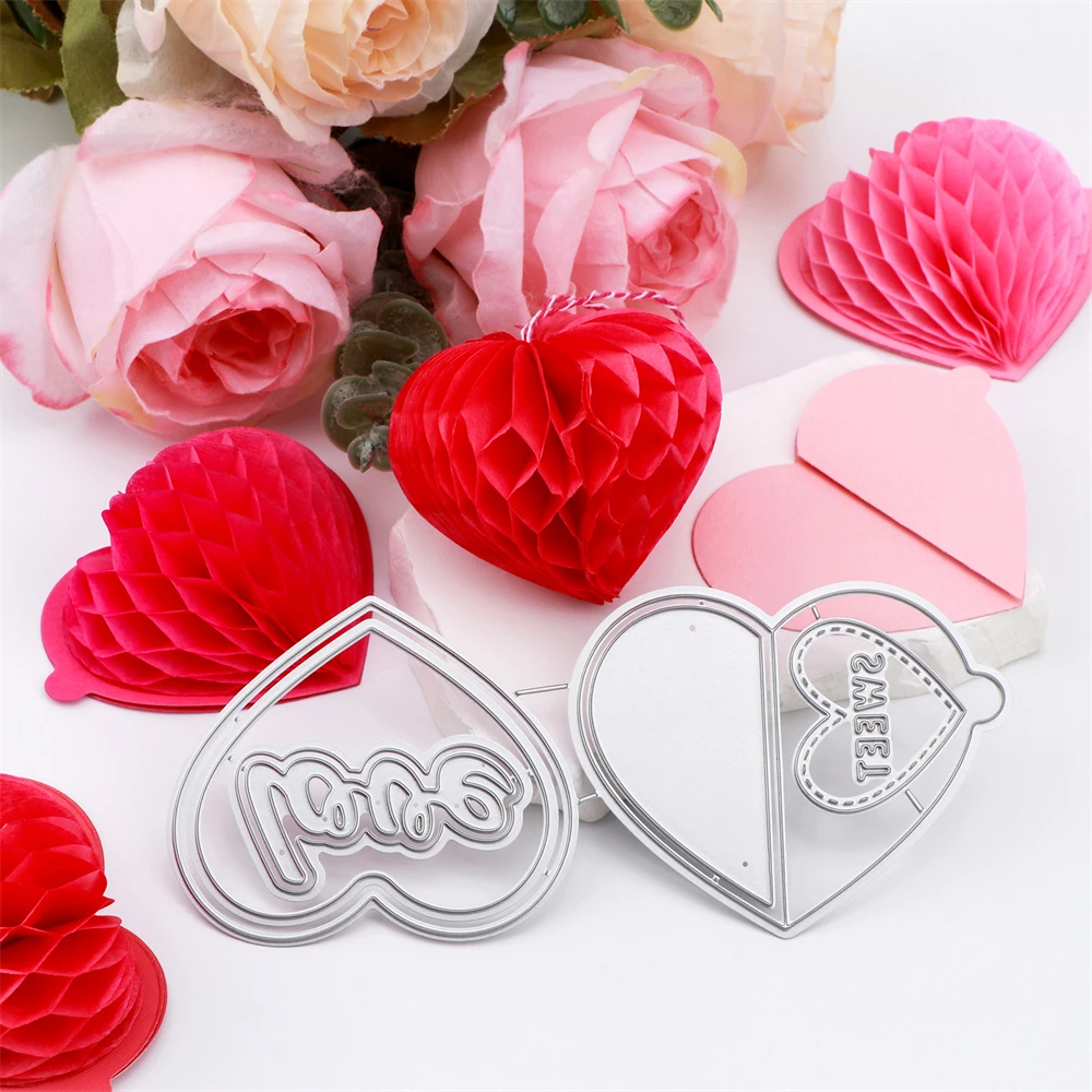 Couleurs assorties tampons en papier nid d'abeille coussin de tissu en nid d'abeille amour coeur boule arbre ornement pour bricolage noël 3D artisanat cartes Pop-Up