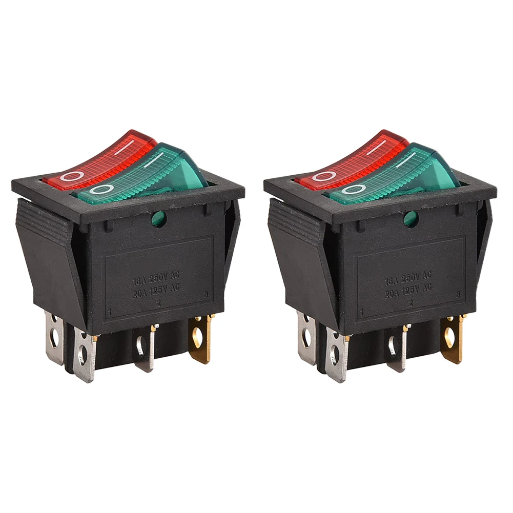 Rocker Switch Set of 2 with Light Indicators for 16A 250VAC Use in Marine Automotive and Various Electrical Equipment