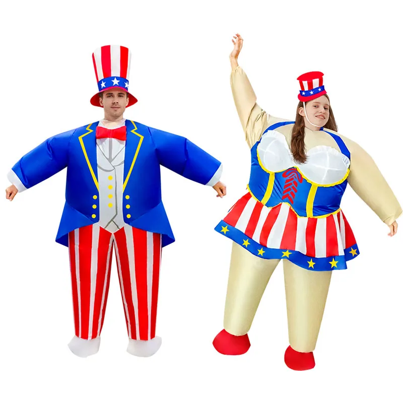 USA American Cosplay Inflatable Suit Costume Independence Day Carnival Festival Dress Up Party Outfit Funny Giant Doll Clothes