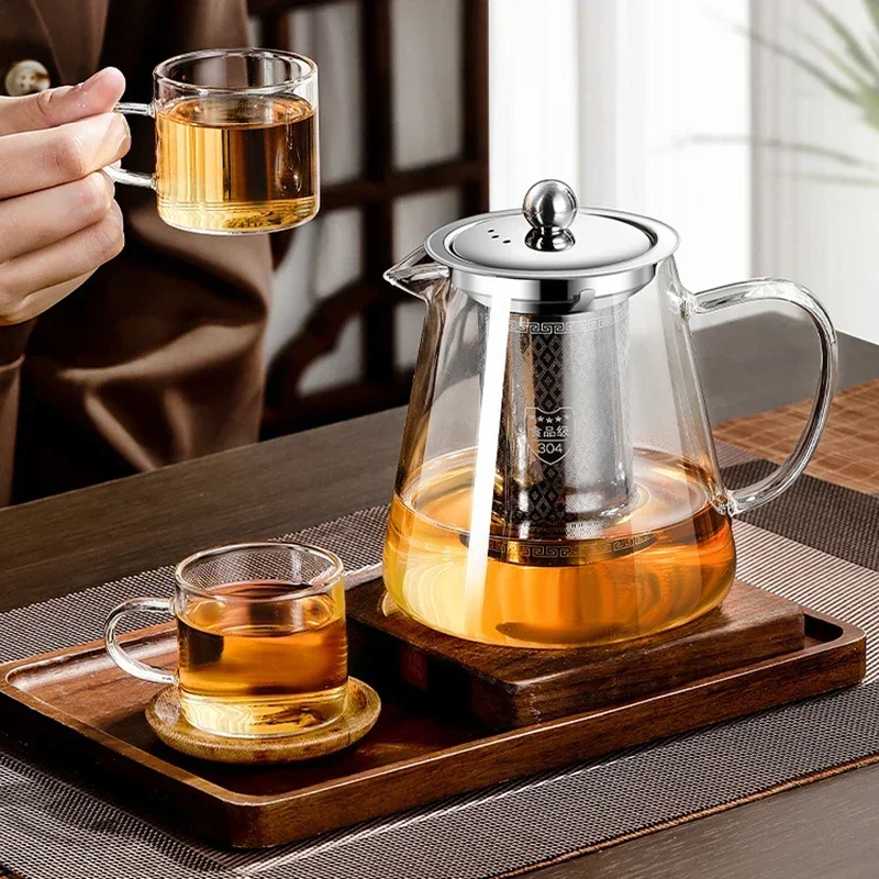 450ml-950ml Heat Resistant Glass Teapot with Stainless Steel Tea Strainer Infuser Flower Kettle Kung Fu Teaware Puer Oolong Pot