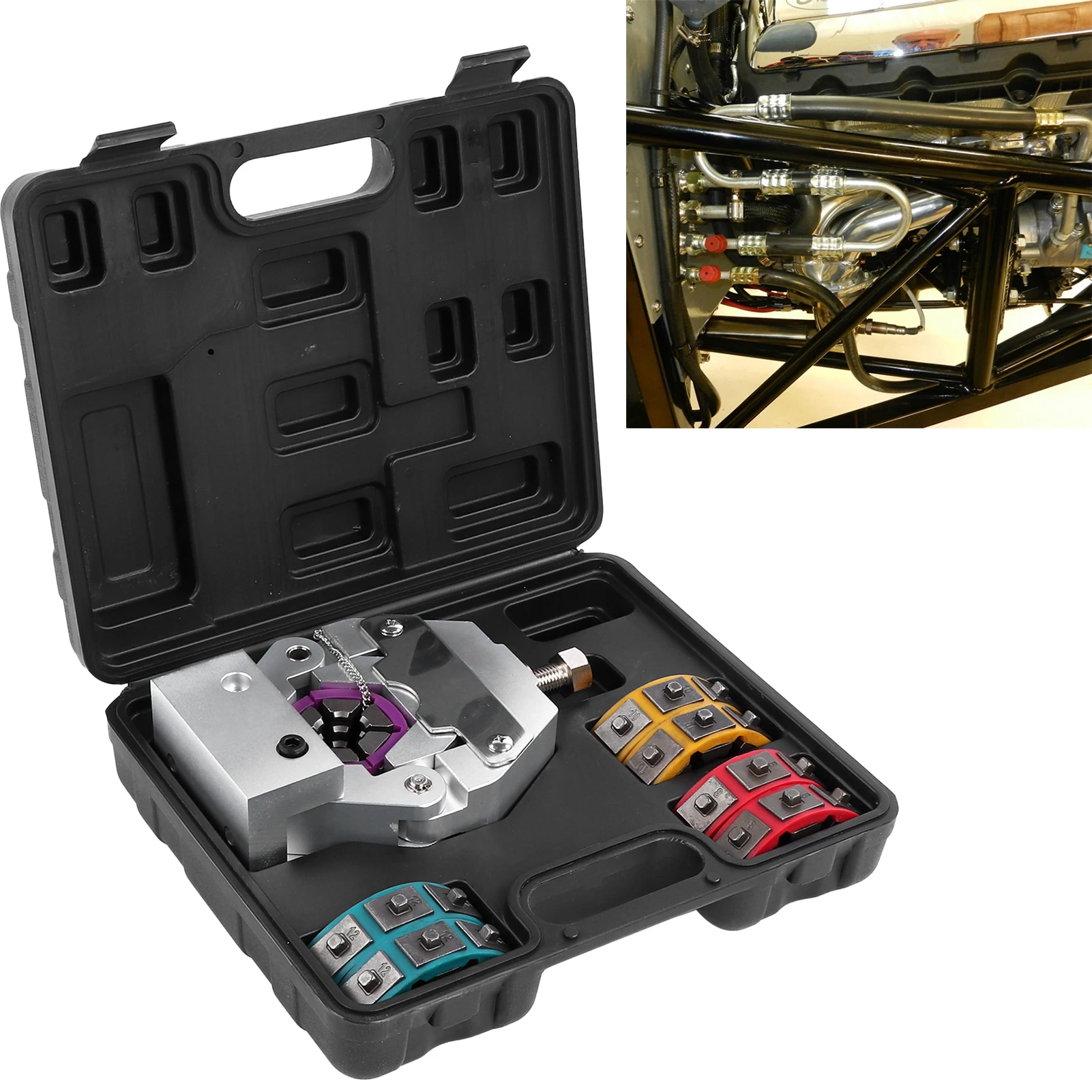 

Manual A/C Hose Crimper Kit Portable Air Conditioning Hose Crimping Tool with Dies Automotive Repair Accessories