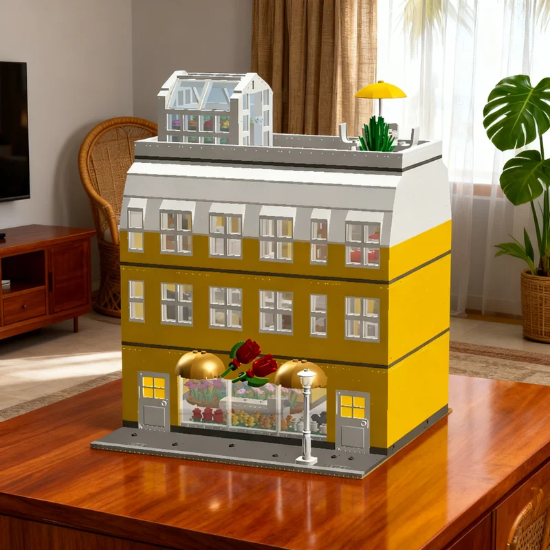 

9275 деталей MOC: Модульная модель городской улицы для флористов, конструктор, креативный подарок, декор для демонстрации, сборная модель премиум-класса для взрослых и детей, настольный декор