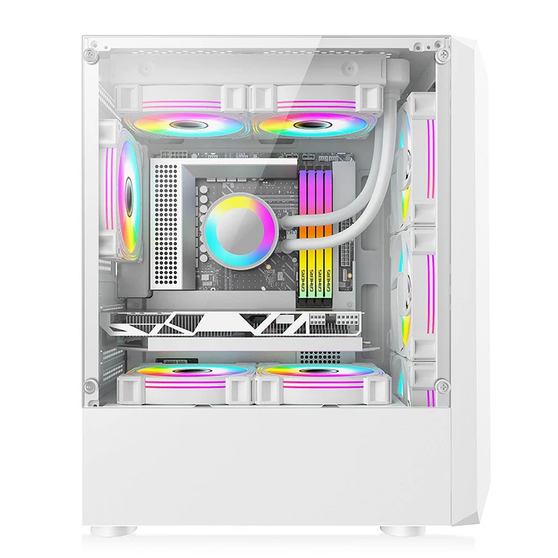 Caja de Pc transparente para ordenador de escritorio, chasis principal, caja de torre para placa base M-ATX MINI-ITX, ventiladores de 240mm, chasis de ordenador de oficina