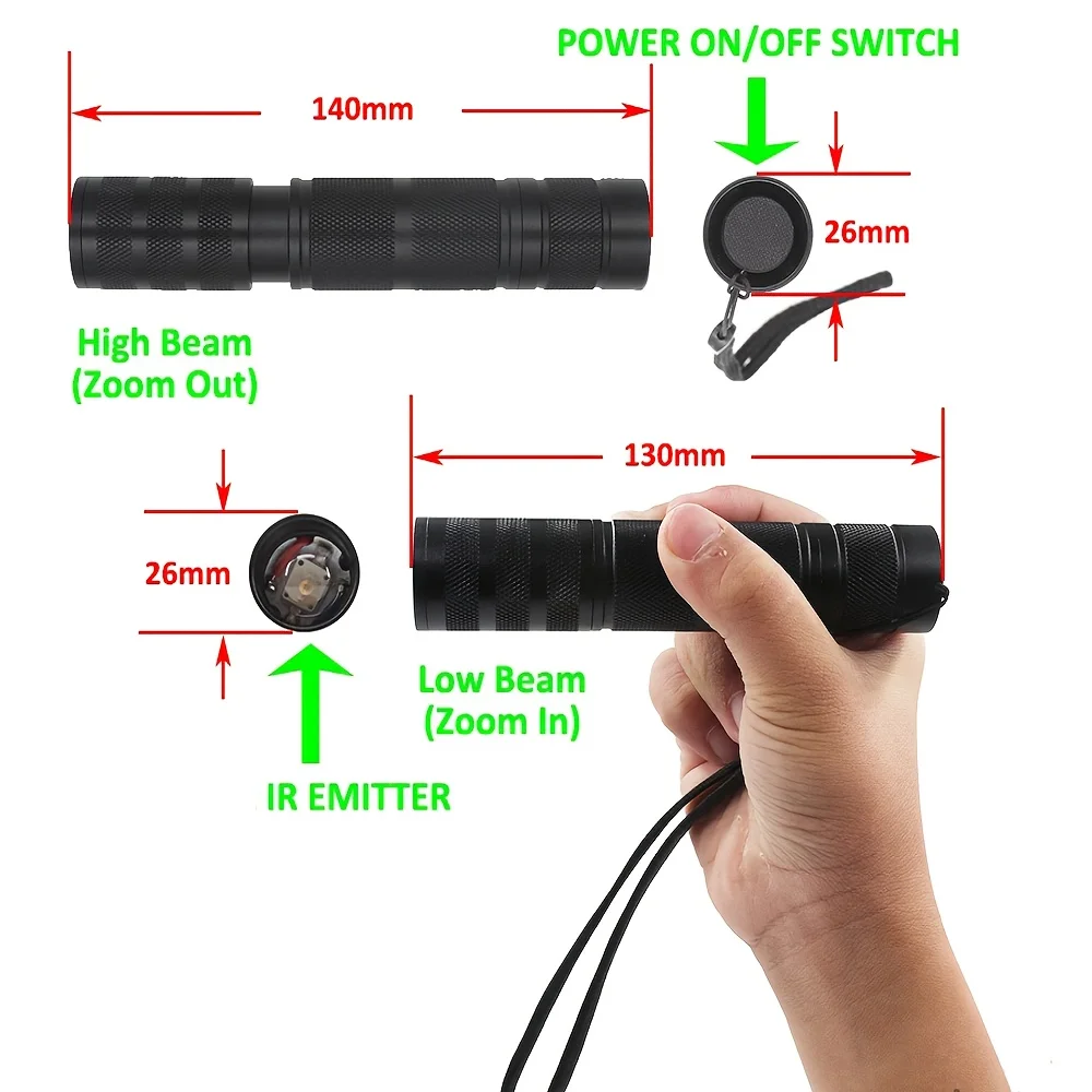 850nm Professional IR Infrared Flashlight Laser Sight Illuminator, 400m Range for Night Vision Hunting and Wildlife Observation - view 6