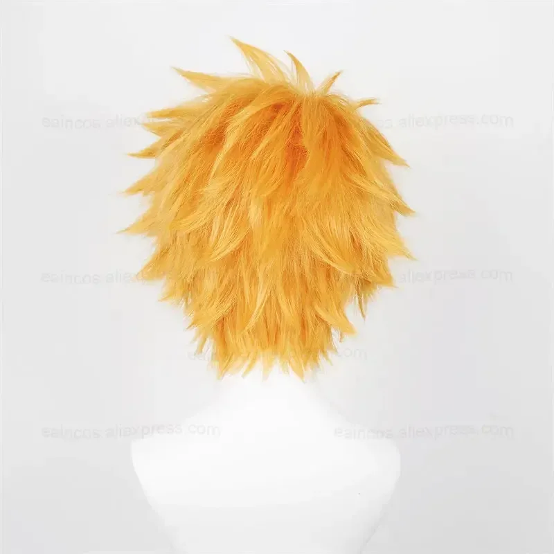 애니메이션 쿠로사키 이치고 코스프레 가발 30cm 오렌지 짧은 머리 내열성 합성 가발 할로윈 파티