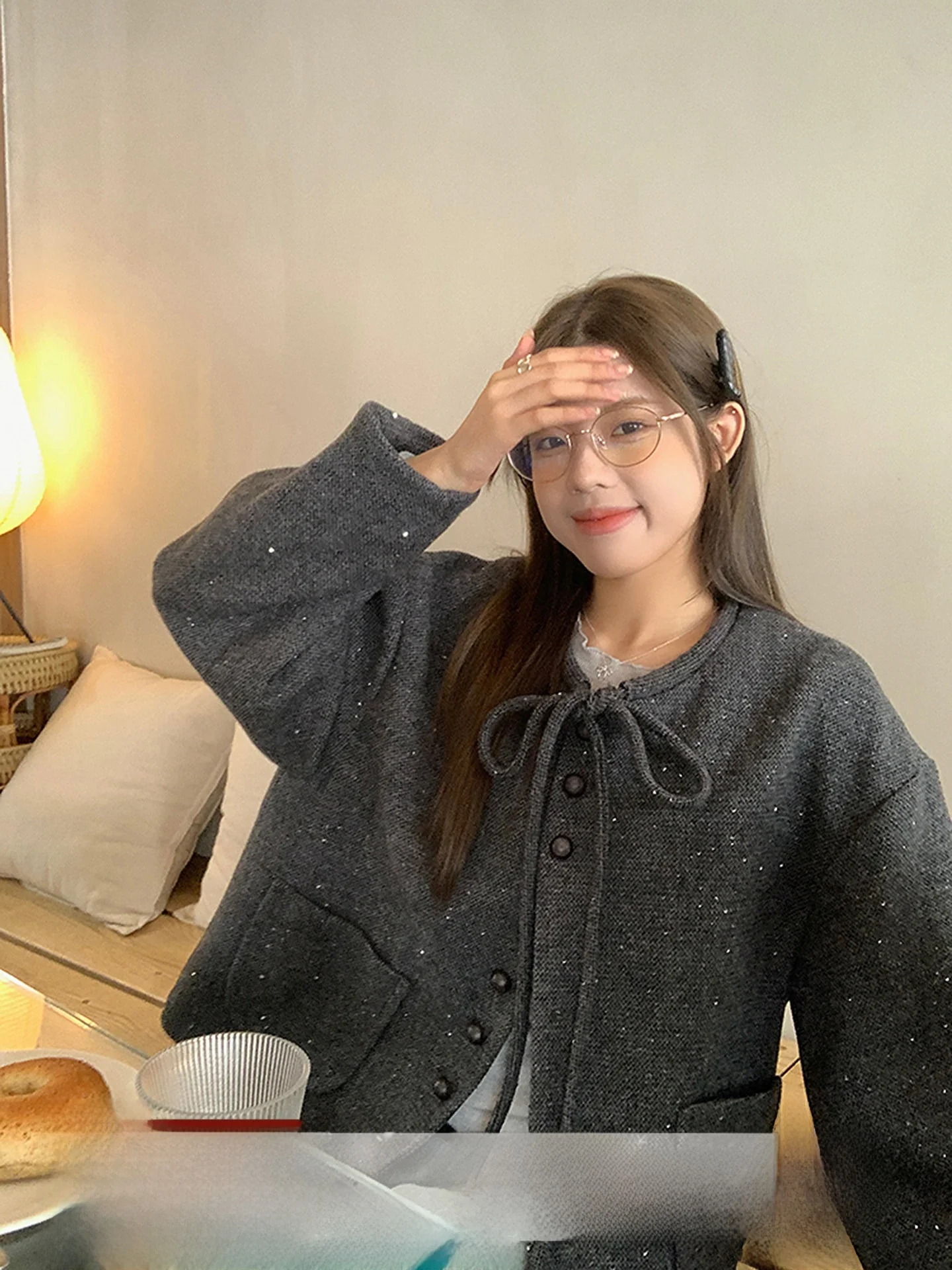 

Женское шерстяное пальто свободного кроя с круглым вырезом, блестящее, с эффектом легкой драпировки, осенне-зимнее, премиум-класса, модное, элегантное