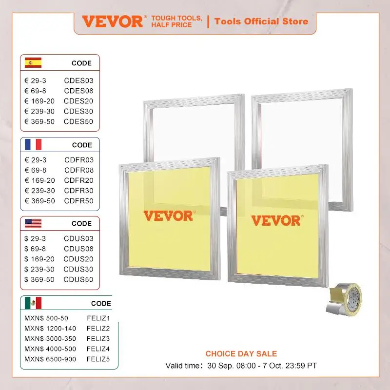 

VEVOR 20x20inch Screen Printing Kit Aluminum Silk Screen Printing Frames Silk Screen Printing Frame with High Tension Nylon Mesh