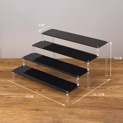 1/2/3/4/5 Layer Black Display Rack Handmade Toy Building Block Model Ladder Shelf Doll Handmade Office Cosmetics Storage Rack