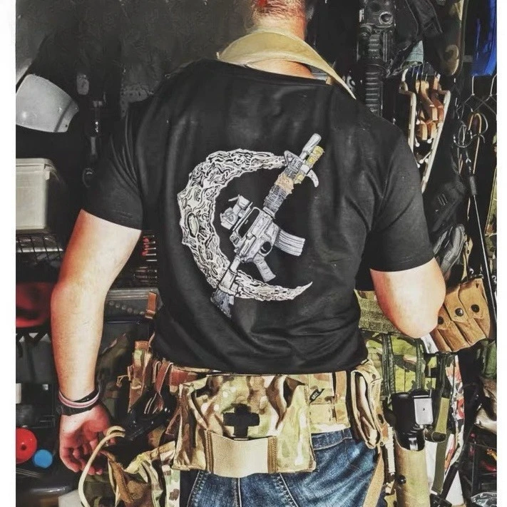 Summer American Fans Tactical Training Short Sleeve Men Outdoor Sports Breathable Fashion Classic Range Print T-shirt
