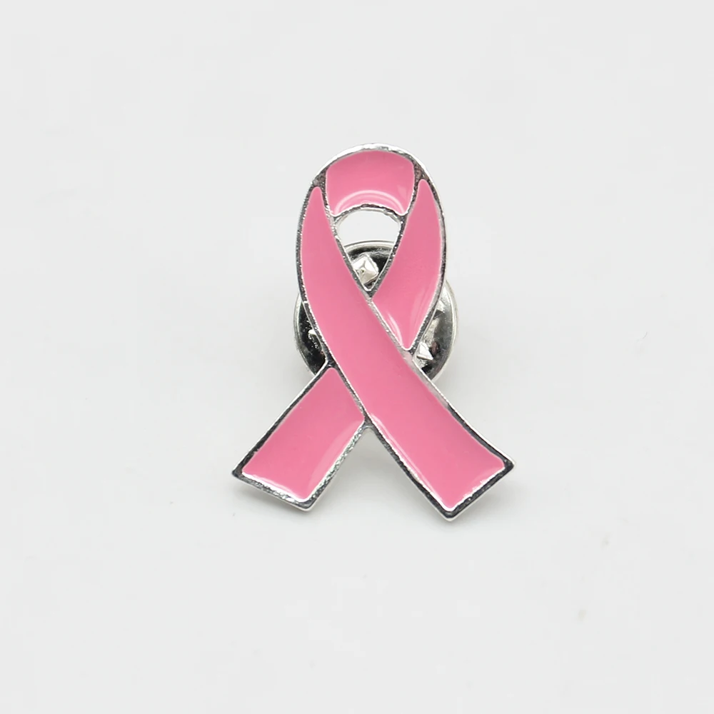 Fashion Jewelry Pink Enamel Ribbon Breast Cancer Awareness Brooch Pin October Decoration