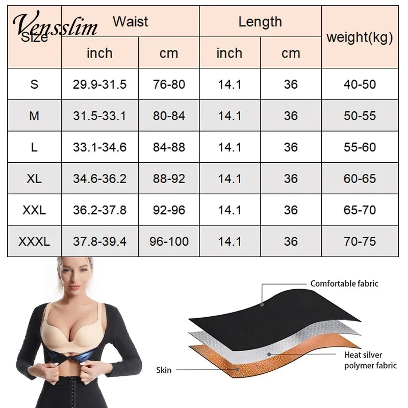 Upper Arm Shapers Compression Long Sleeves Women Arms Sauna Shapewear Shoulder Breast Support Push Up Fat Burner Sweat Corset