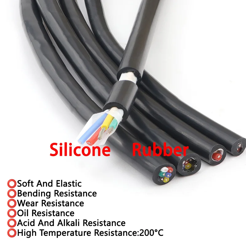 1~10M Multi Core Soft Silicone Rubber Cable sq0.3 0.5 0.75 1 1.5 2.5 4 6mmFlexible Insulated Tinned Copper High Temperature Wire