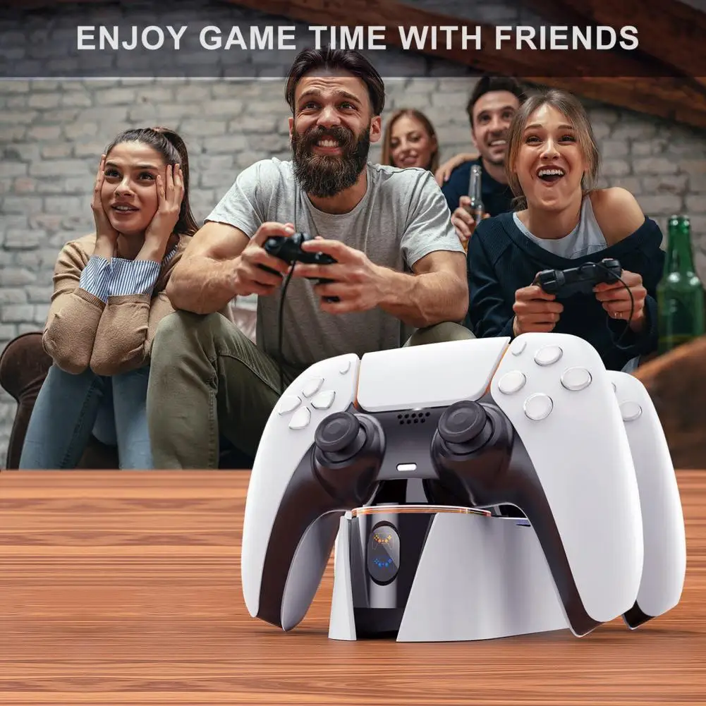 แท่นชาร์จคอนโทรลเลอร์ Ps5แบบชาร์จเร็วพร้อมไฟแสดงสถานะอุปกรณ์เสริมสถานีชาร์จที่ใช้งานง่ายสำหรับนักเล่นเกม