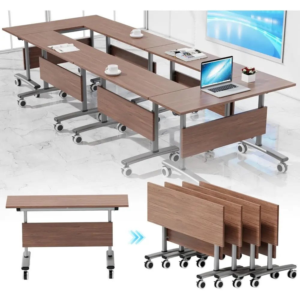 

Durable 2-Piece Folding Training Tables with Locking Casters, Ideal for Conference, Seminar, and Classroom Use