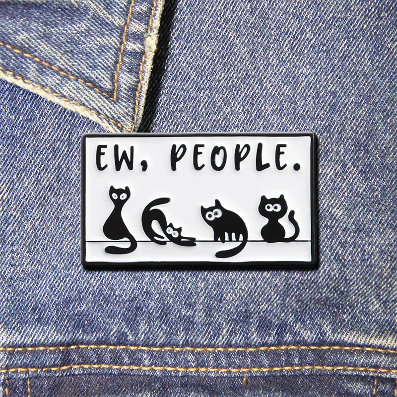 Funny Cat Enamel Pins EW People Disgusting Brooch Lapel Introvert Animal Badges Jewelry Gift for Friends Kids