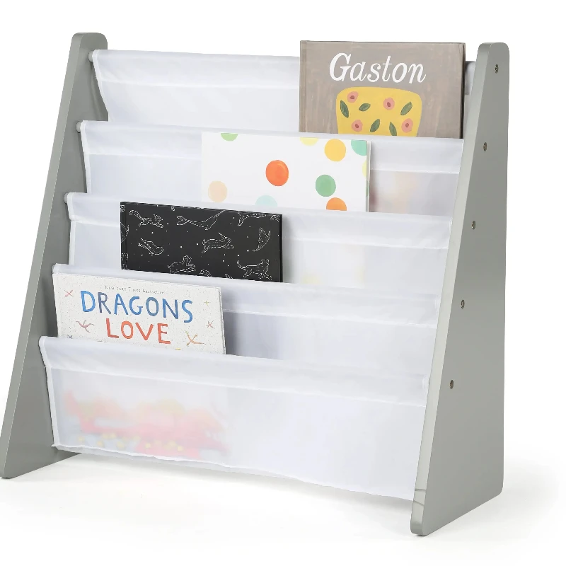 

L # Kids Book Rack Storage Bookshelf Organizer, Gray