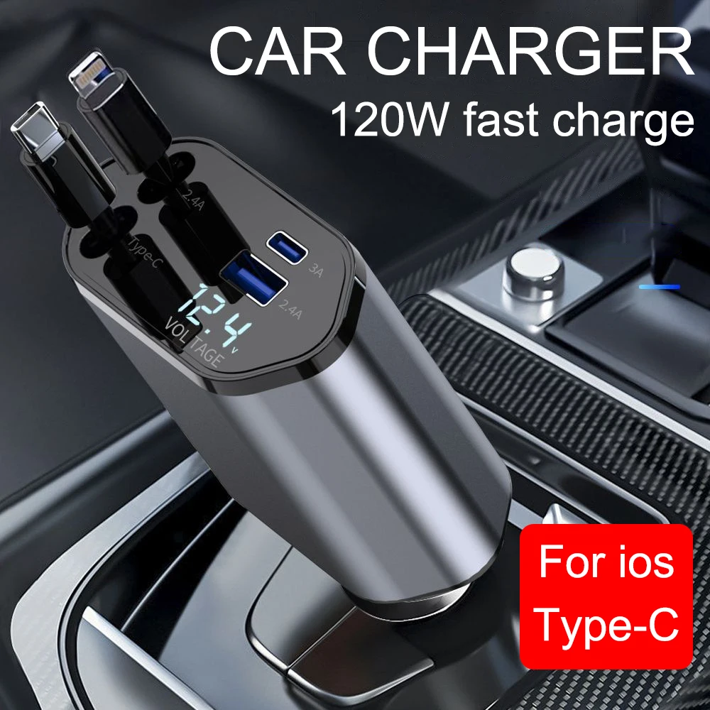 

3.0 Car Charger Adapter Volt Display For Phone IPad Scalable Quick Cigarette Lighter 4 Port Charging Socket 120W