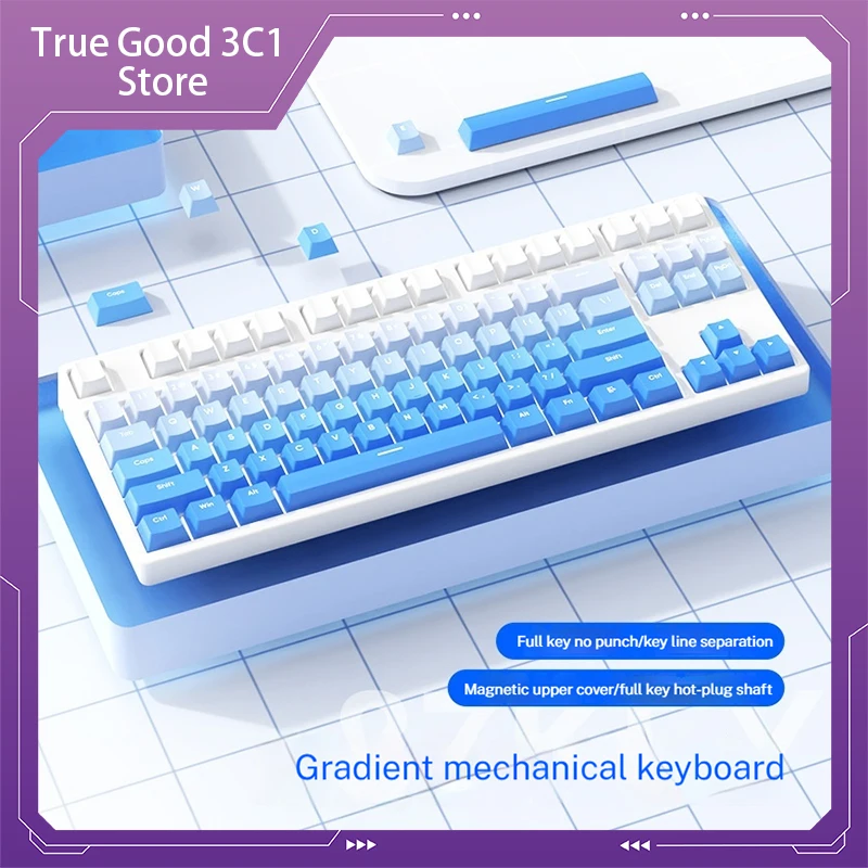 Custom Mechanical Keyboard 87key Wired Type-c Interface Pbt White Backlight Hot Swappable Axis Office Gaming Computer Peripheral