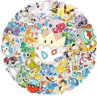 100 Piece MINISO Pokemon Pikachu Waterproof Stickers DIY For Phones Laptop Car Sticker