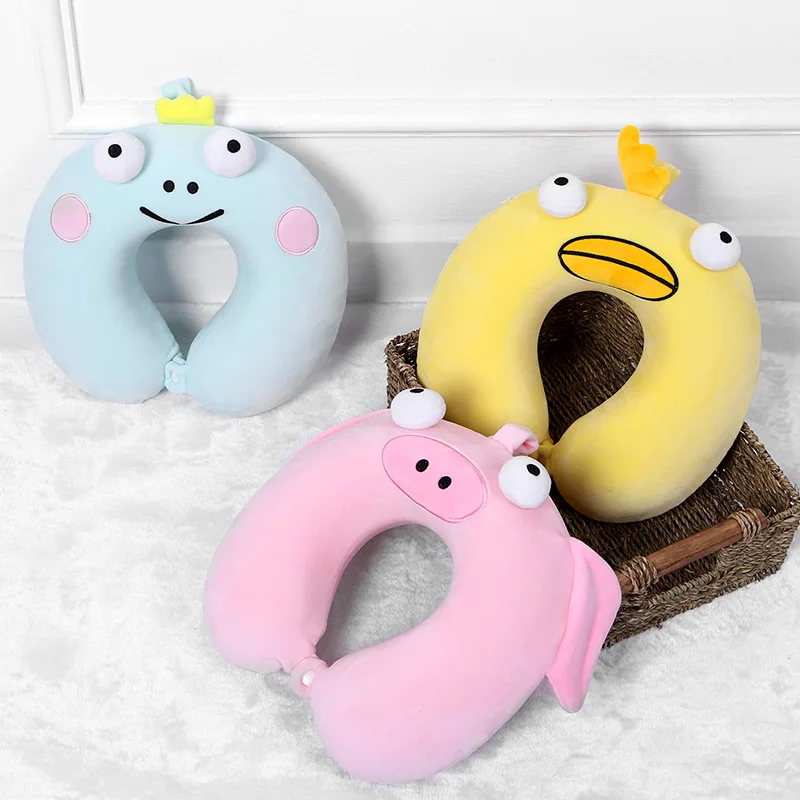 Cartoon Animal U-shaped Neck Pillow Plush Portable Slow Rebound Memory Foam Car Travel Nap Pillow Student Lunch Sleeping Pillow