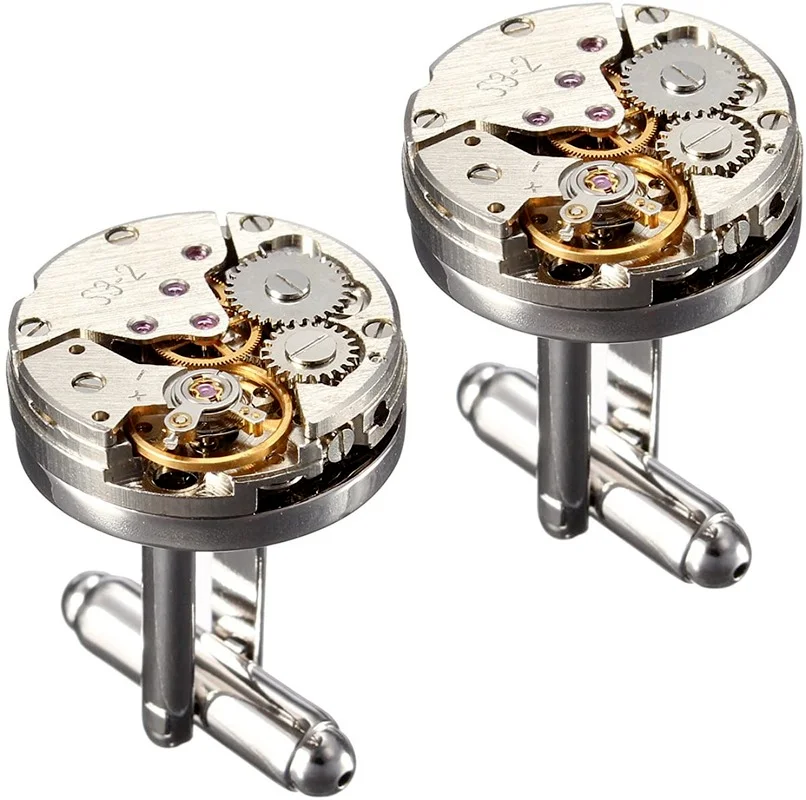 Gemelos Steampunk de lujo para hombre, gemelos con forma de movimiento de reloj Vintage, regalo para hombre, Día del Padre, aniversarios, cumpleaños